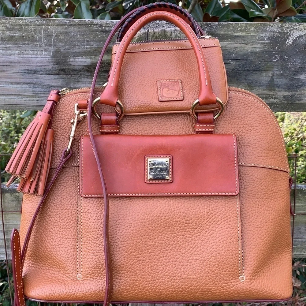 Dooney & Bourke Brown Leather Aubrey Zip Dome Bag